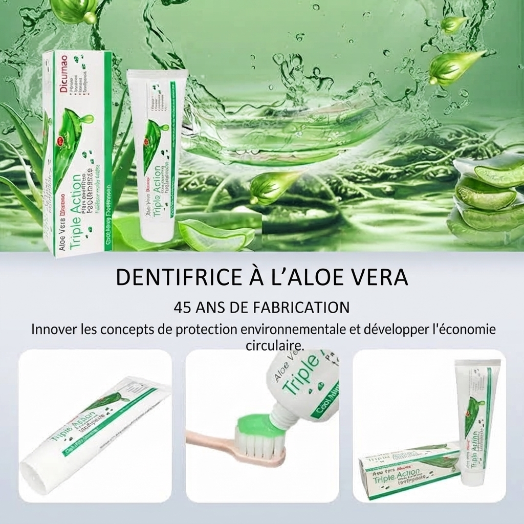 Dentifrice Aloe Vera Triple Action avec aloe vera
