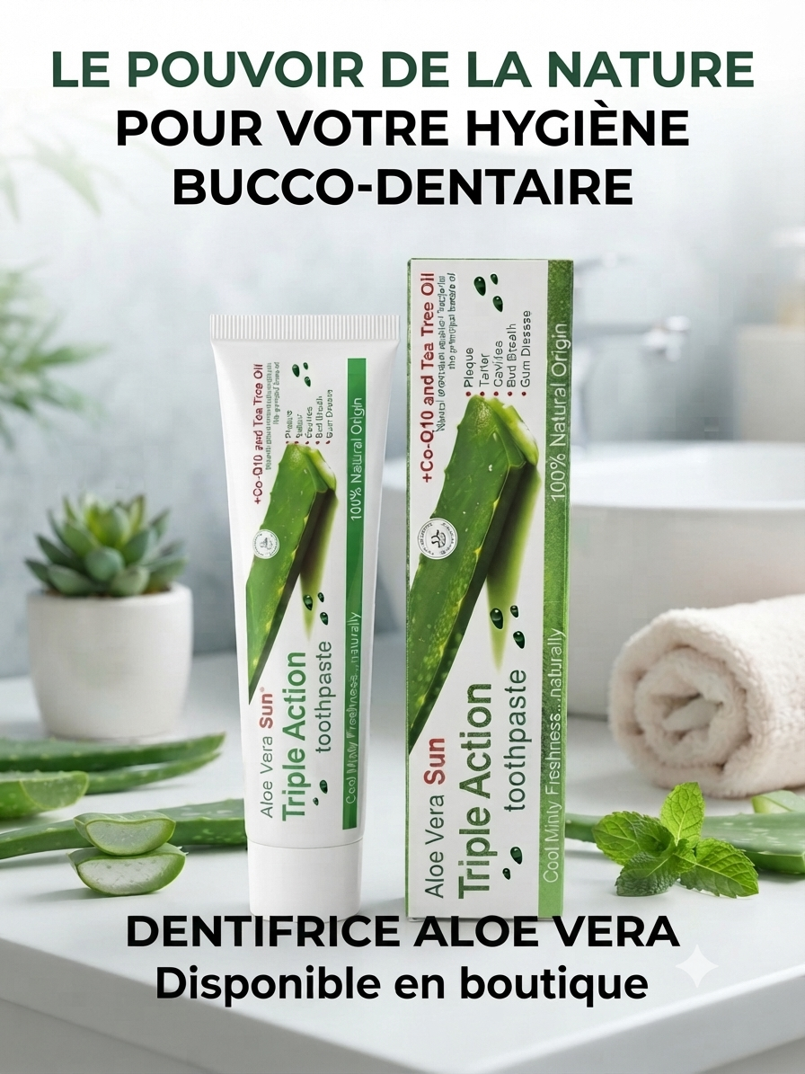 Dentifrice Aloe Vera Triple Action avec aloe vera et sourire