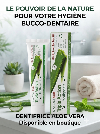 Dentifrice Aloe Vera Triple Action avec aloe vera et sourire